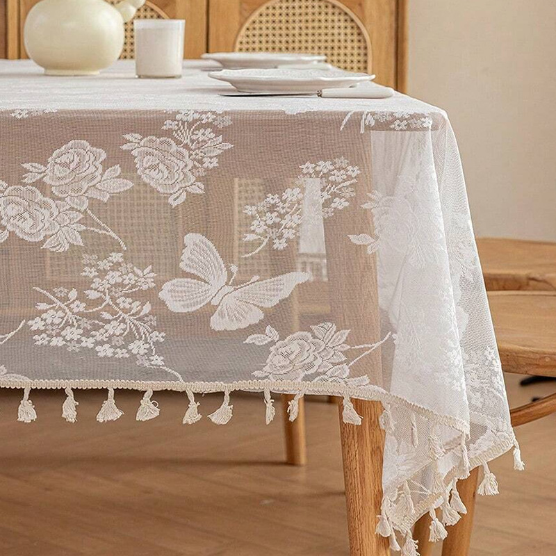 A843 European classical cotton and linen tablecloth line tassel atmosphere tablecloth dustproof decorative cloth living room coffee table cover