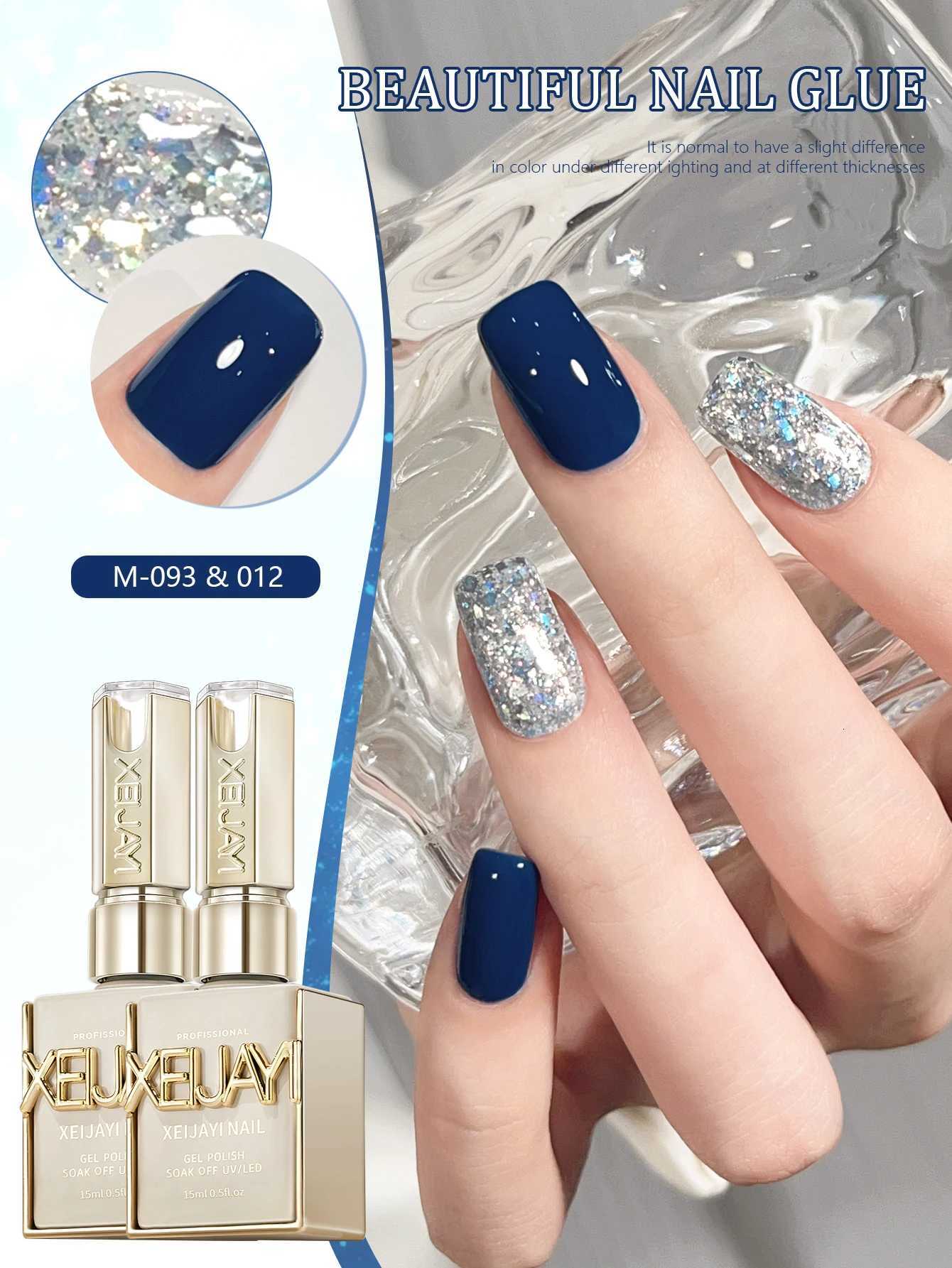 XEIJAYI 2Pcs 15ml Blue Gel Nail Polish Set Semi Permanent UV Gel Polish Kits All For Manicure Kit Soak Off UV LED Vernis NailT251127