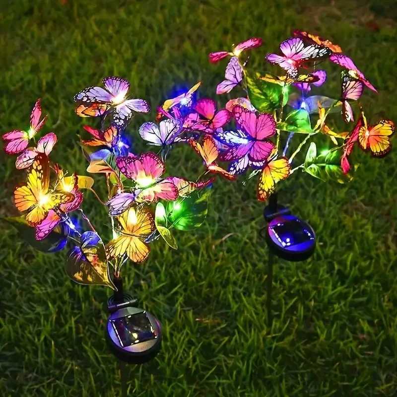 Solar LED Butterfly Flower Light Outdoor Simulation Butterfly Lawn Lamp Garden Waterproof Landscape For Home Christmas DecorM251127