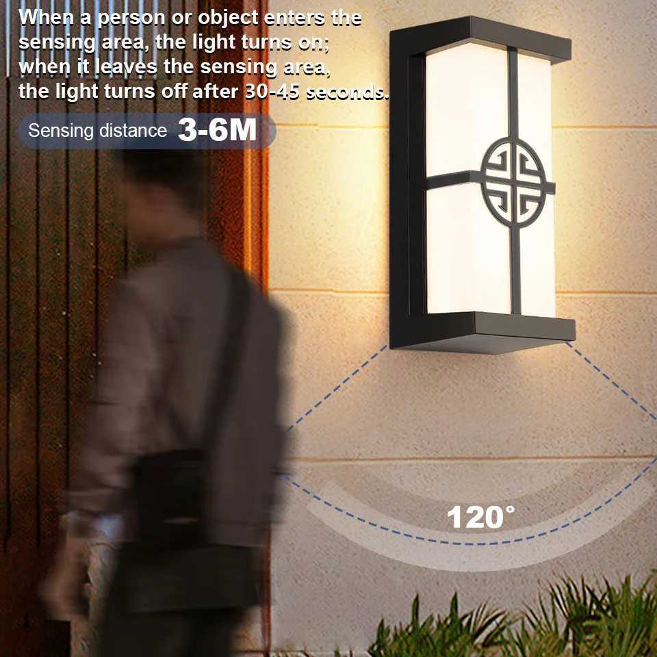 Outdoor Lamps Motion Sensor Wall Light Waterproof AC85-265V 16/30W Exterior Wall Lamp For Garden Light Street Lamp Porch BalconyM251127