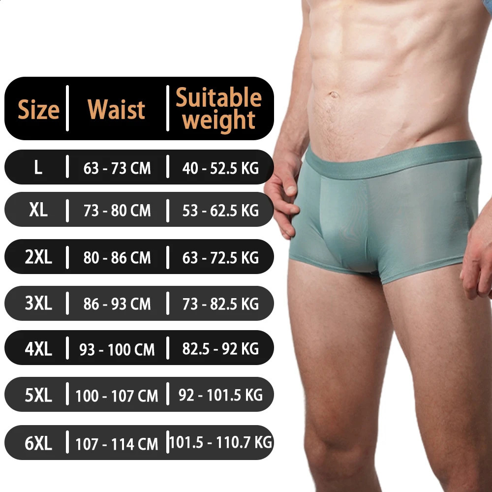 2 Summer Fashion Boxing Shorts Polyester Solid Color Mens Ice Silk Underwear Breathable Thin L6XL y250420Z