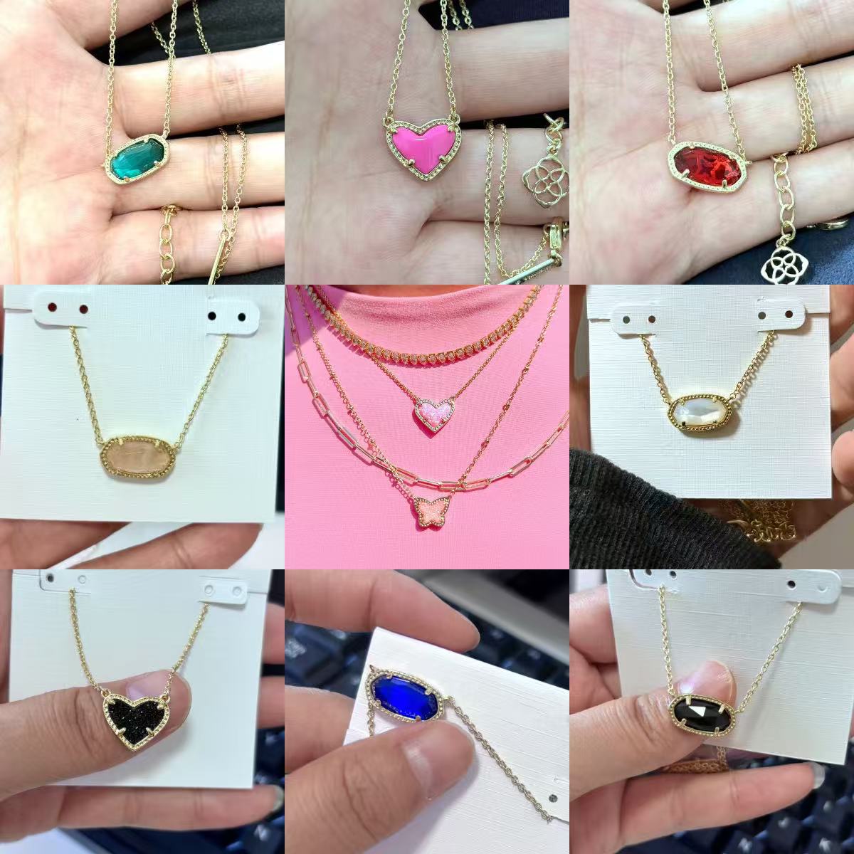 new designer necklace color heart necklace designer jewelry K gold necklace Oval kendrick scott necklace stacked wearing jewelry woman custom pendant chain
