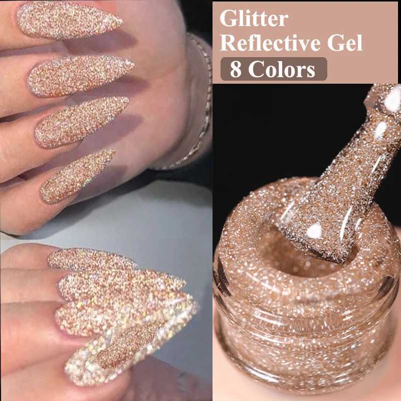 UR SUGAR 15ml Champagne Gold Sliver Reflective Glitter Gel Nail Polish Varnish Semi Permanent Soak Off UV Gel For Manicure ArtT251127
