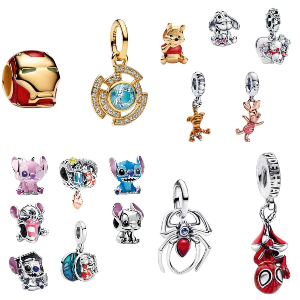 NEW Charms Winnies the Pooh Charm Collection Set for women child Gift 925 Silver Spider Dangle Charm Mickeys Minnies Christmas Charm Duo designer luxury jewelry