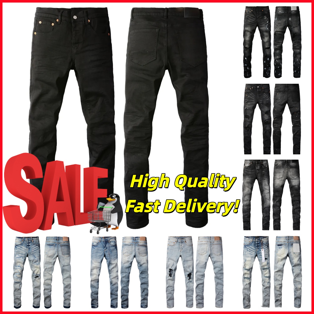 Designer purplery Jean For Mens jeans letters Designer Pants Denim Trousers Mens purplery brands jeans High Quality Straight Retro Ripped Biker Motorcycle Jean