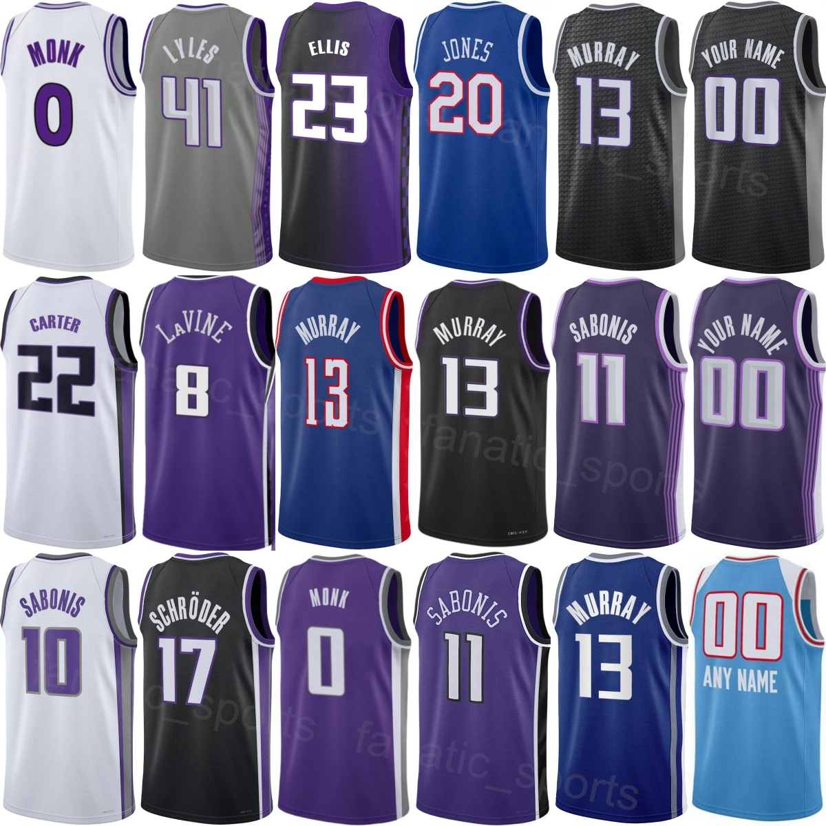 Prined Men Malik Monk Jersey 0 Basketball 2026 City Domantas Sabonis 11 Keegan Murray 13 Zach LaVine 8 DeMar DeRozan 10 Dennis Schroder Russell Westbrook Women Kids