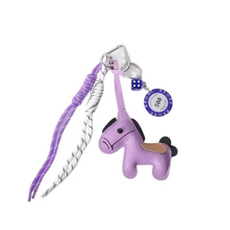 1 Piece Leather Pony Keychain Braided Rope Backpack Pendant For Phone Bag Hanging Accessories DIY DecorationT251127