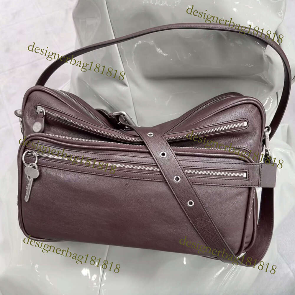 designer bag Swedish Niche New Genuine Leather Multi-Compartment Zipper Handbag Key Pendant Underarm Motorcycle Single Shoulder Crossbody Bag