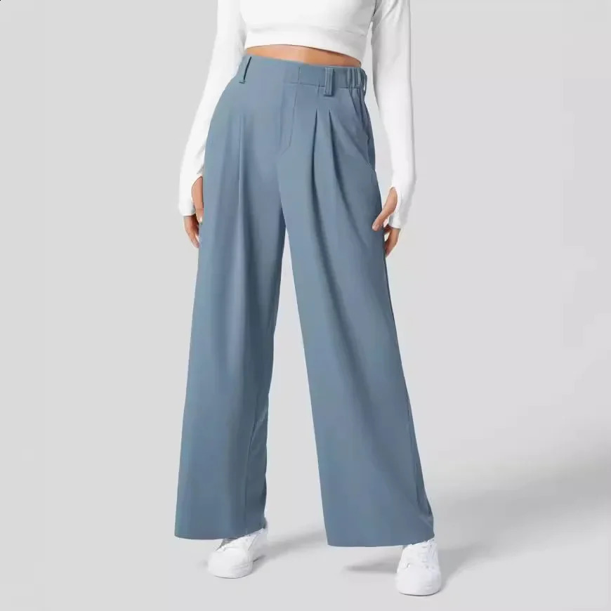High waist wide leg loose casual pants classic Drapey pants suitable for womens comfortable fit straight leg pants 250427