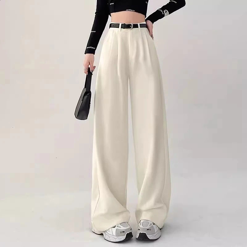 MEXZT Fashion wide leg pants Korean women with pockets black suit summer streetwear high waisted straight pants 250427