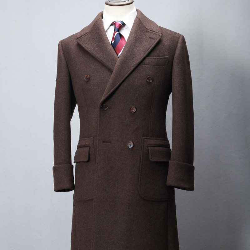 Winter and autumn wool polo coat business mid length woolen suit formal cashmere suit mens coat polo coat