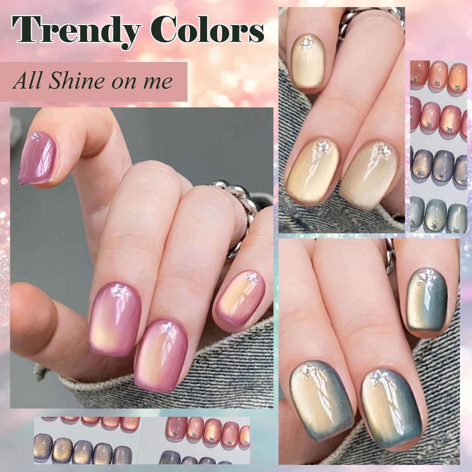 7pc Light Golden Magnetic Nail Gel Set Long Lasting for 28 Days High-Gloss Nail Art Vernis Gel for Manicure DIY Easy to ApplyT251127
