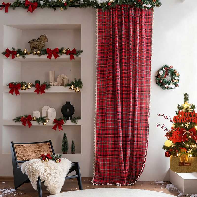 Curtain Christmas Christmas Style Tassel Curtains Suitable for Holiday Parties Gatherings Bedrooms Living rooms Balconies Decoration 1PC Y251126
