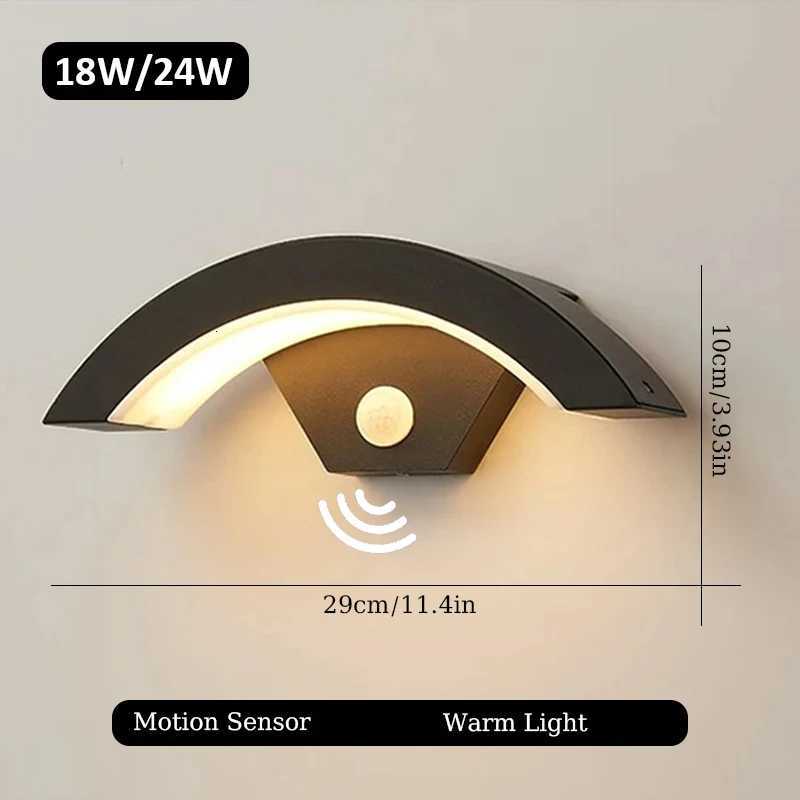 2PCS Outdoor Lights LED Motion Sensor 18W 24W IP66 Waterproof Wall Lamps Entrance Porch Garden Courtyard Aisle Street lightingM251127