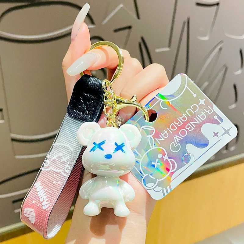 Acrylic Cartoon Graffiti Bear Key Chain Creative Doll Women Bag Pendant Jewelry Cute Mobile Phone Car Keychain Xmas Birth GiftT251127