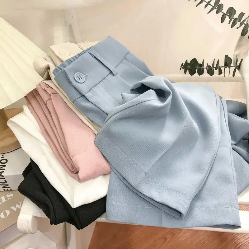 Loose high waisted womens summer ultra-thin straight casual nine tube small trousers 250427