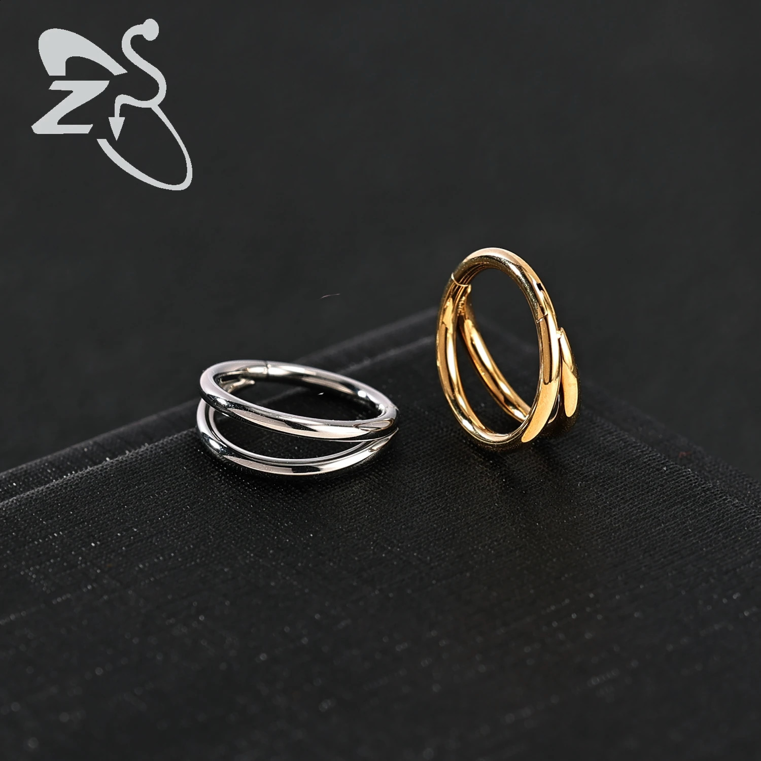 ZS 1PC Gold Color Septum Ring Round Shape Nose Piercing 316L Stainless Steel Nose Clicker Ear Helix Cartilage Piercing 16G/18G 250427