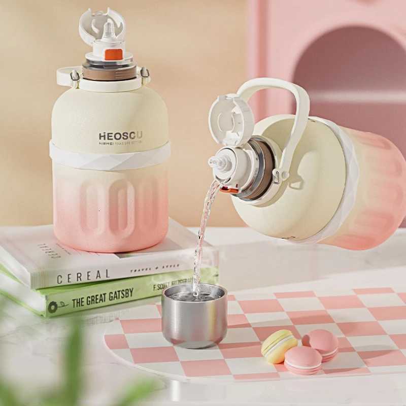 800/1000/1500ml 316 Stainless Steel Large-capacity Insulated Cup High Appearance Level Portable Straw Cups Water BottlesW251127 W260226