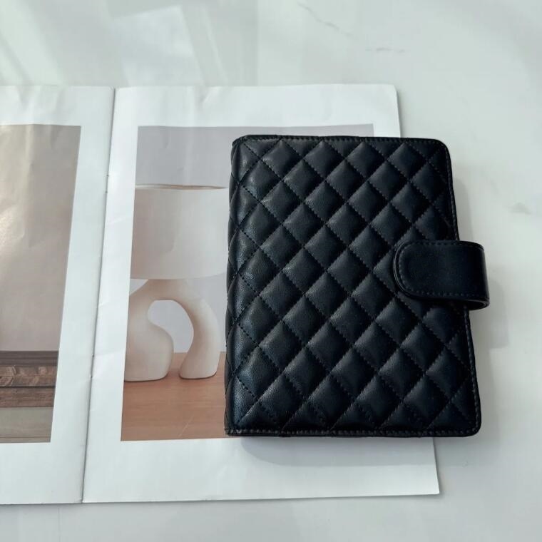 2026 Designer classic C letter logo loose leaf notebook ballpoint pen set Luxury vintage Quilted black Leather office Notepads with lock Teacher's Day Student Gift