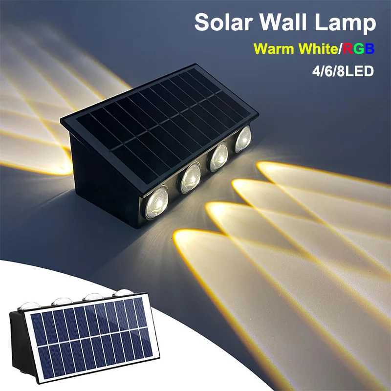 Solar Wall Lights 4/6/8 LED Solar Fence Lights Outdoor Waterproof Solar Deck Lights Wall Lights for Fence Post Yard PathwayM251127