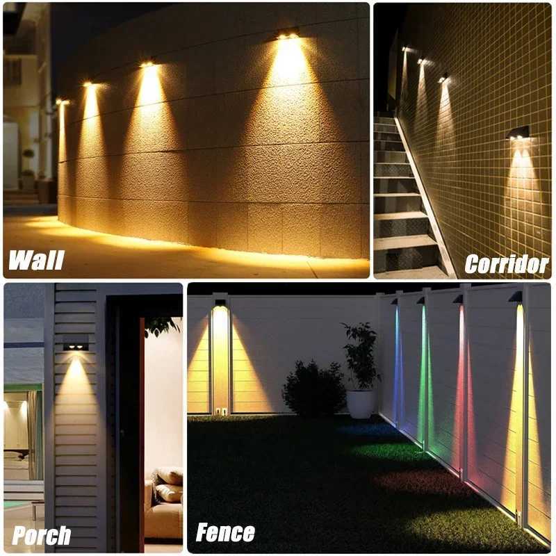Solar Wall Light Outdoor LED Lamp Waterproof 1/2/3/4LED Beads Solar Powered for Porch Balcony Countyard Wall Fence DecortionsM251127