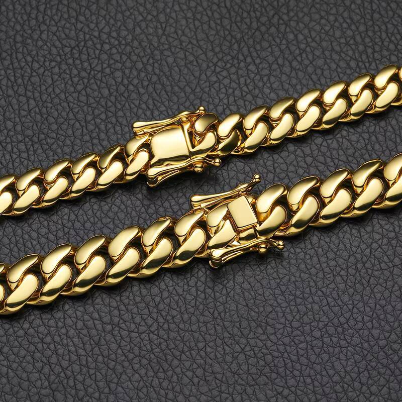 22mm Cuban Chain Necklace Fashionable and Luxurious Gold-plated Miami Hip-hop Style Accessory