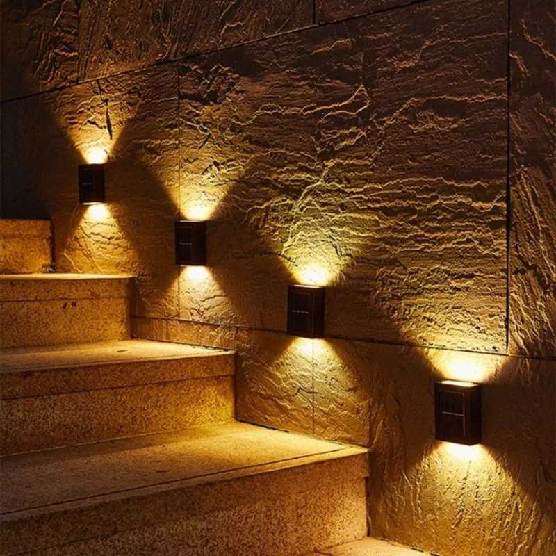 LED Solar Light Outdoor Waterproof Solar Wall Lamp Up and Down Lighting Garden Stairs Fence Decoration Sunlight Powered LampM251127