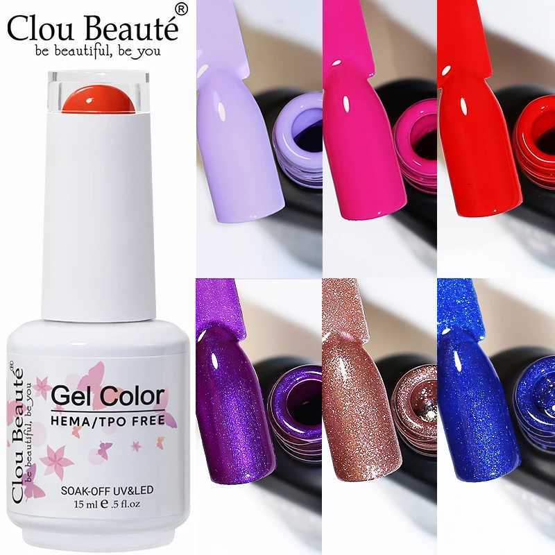 Clou Beaute 15ml Red Color Vernis Semi Permanent UV Varnish Gel Nail Polish Hema TPO Free Nails Art Gel Manicure TOP BASE HybridT251127