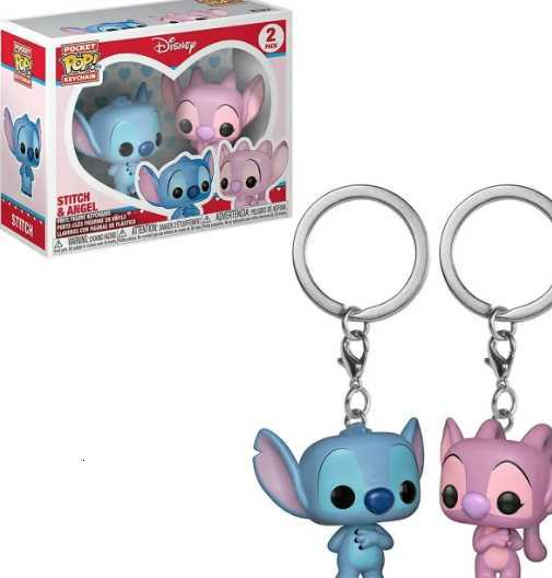 Disney Rock-bottom Price FUNKO POP Stitch Angel 2 Pack Summer STITCH Keychain Toy Vinyl Figure Pocket Pop Keyring Toys H251127