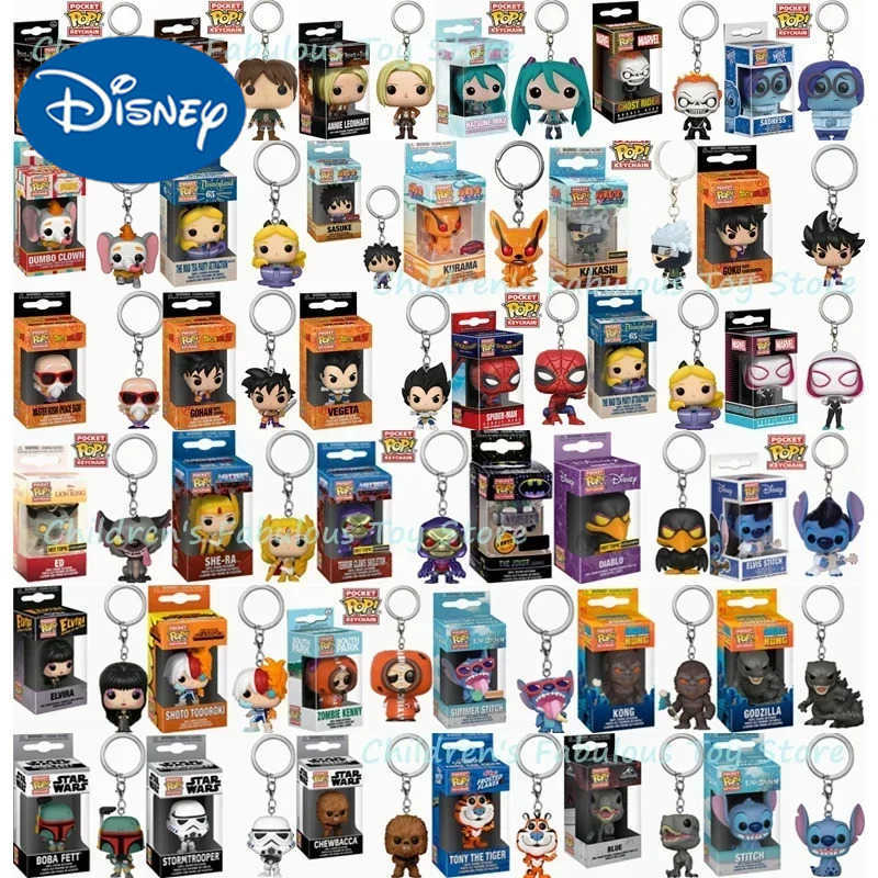 Disney 2025 Funko POP Keychains Dragons Ball Star Keychain wars Spiderman Attack on Levi Toy STITCH Rick Kurama Todoroki Figure Toys H251127