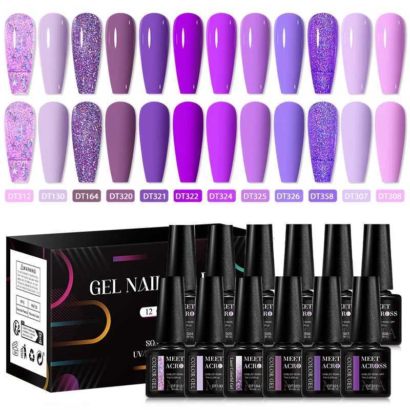 MEET ACROSS 12Pcs/Set Coffee Color Gel Nail Polish Set Grey Brown Nail Art Soak Off UV LED Gel Polish Kit for Nails Manicure DIYT251127
