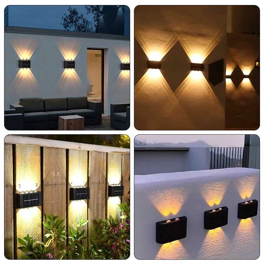 Outdoor LED Solar Garden Light Solar Wall Lamp Up And Down Luminous Waterproof Solar Powered Wall Washer Light Yard Street DecorM251127