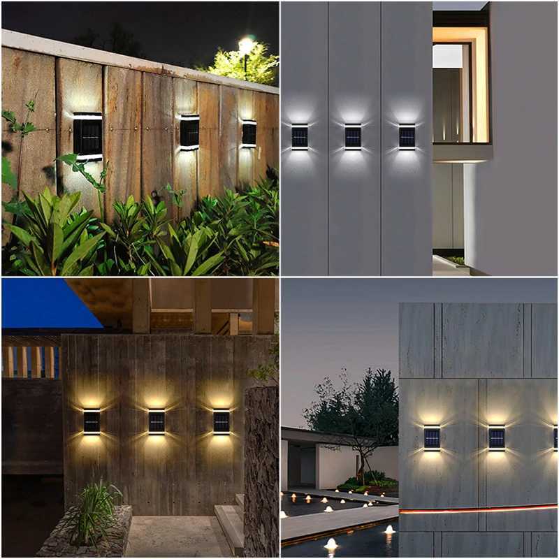 Solar Wall Lamp Outdoor Waterproof Solar Powered Up/Down Lighting for Garden Yard Home Exterior Decoration IP65 Solar Path LightM251127