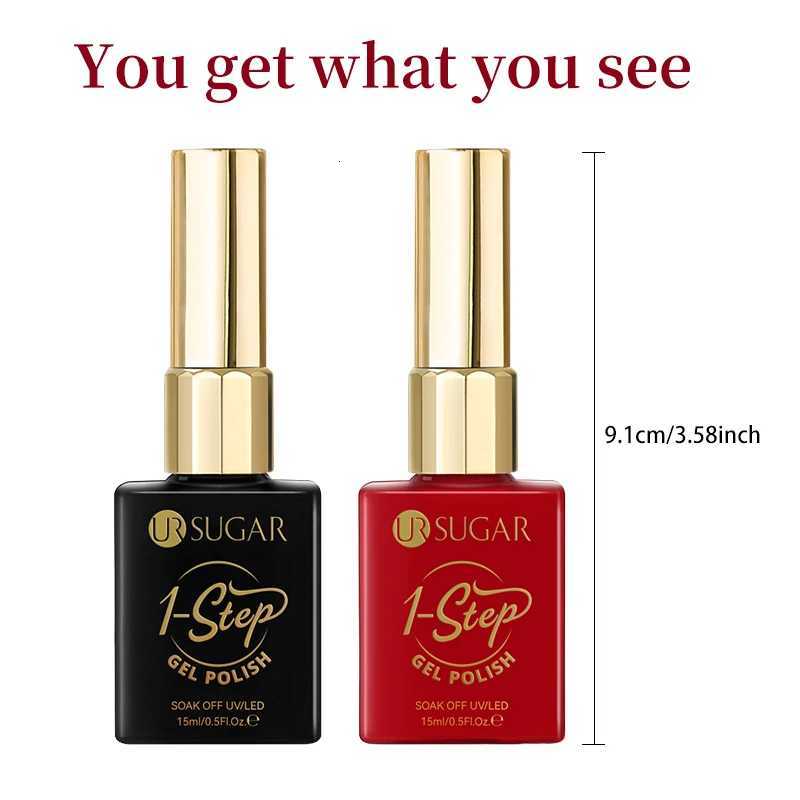 UR SUGAR 15ml 1 Step Gel Polish 3 IN 1 Red Pink Glossy Nail Soak Off LED UV Gel Nail Varnishes No Need Base Gel and Top CoatT251127