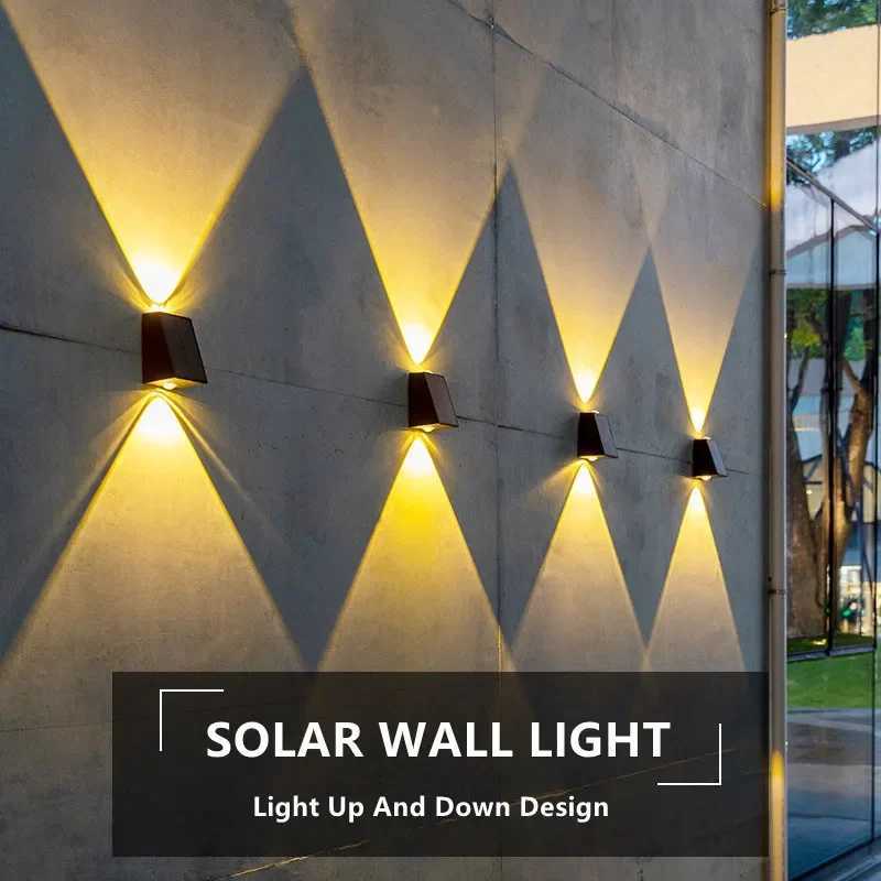 LED Outdoor Solar Wall Light Up And Down Luminous Garden Lamp Villa Courtyard Porch Street Decorative Lighting Wall Washer LightM251127