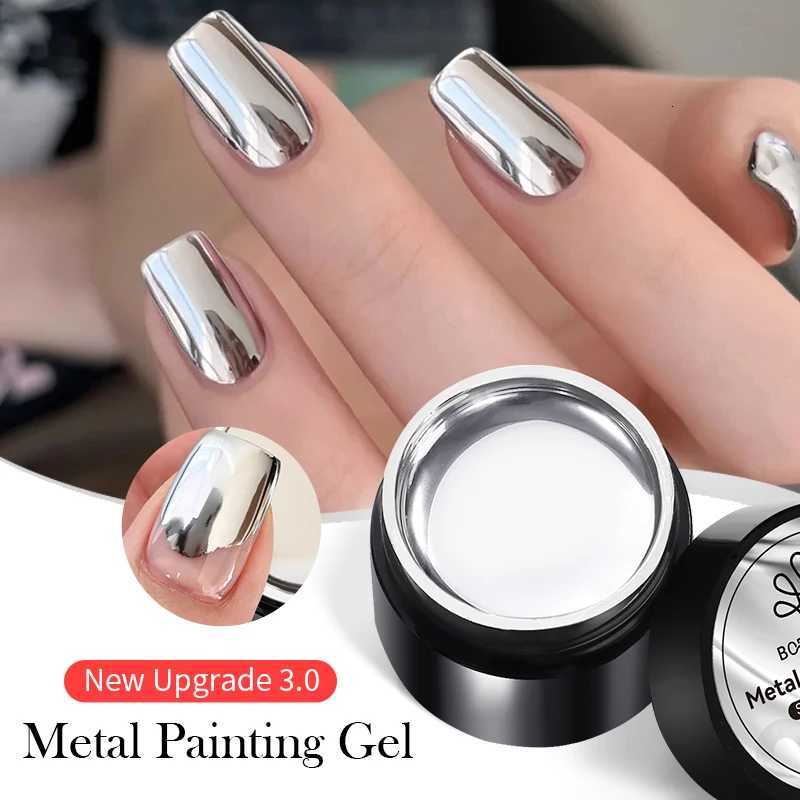 BORN PRETTY Super bright Metallic Painting Gel Polish 5ML Gold Silver Metal Gel Nail Polish Flower Drawing Lines French NailsT251127