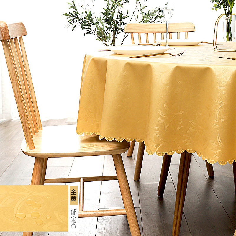A841 European waterproof and oil-proof tablecloth hotel restaurant household pvc round large round table tablecloth tablecloth wholesale