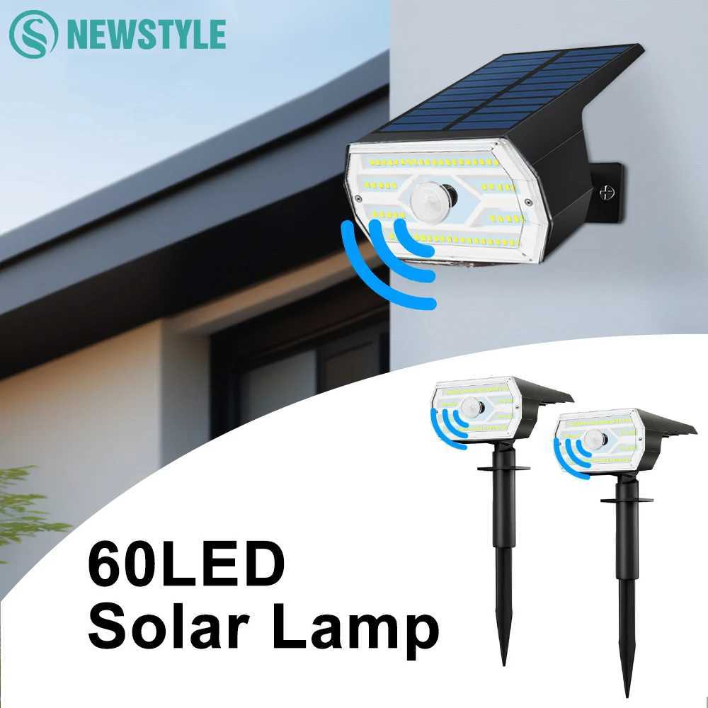 LED Solar Garden Lights 60LED Security Lights Outdoor Motion Sensor Solar Landscape Spotlights 3 Modes Waterproof Yard WallM251127