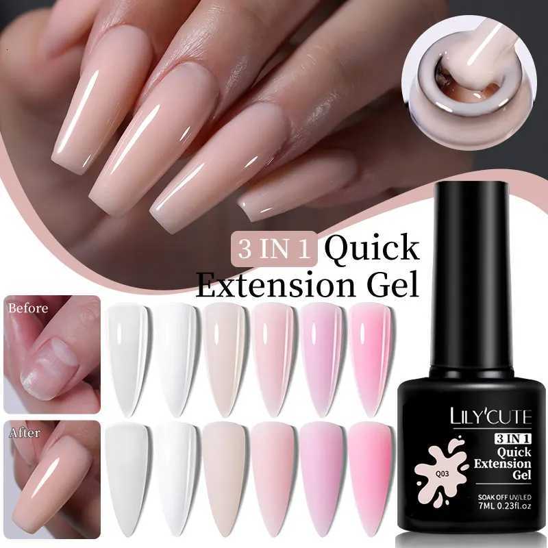 LILYCUTE 7ML Quick Extension Nail Gel Vernis Semi Permanent Acrylic Crystal White Clear Nude Gel Nail Polish UV Construction GelT251127