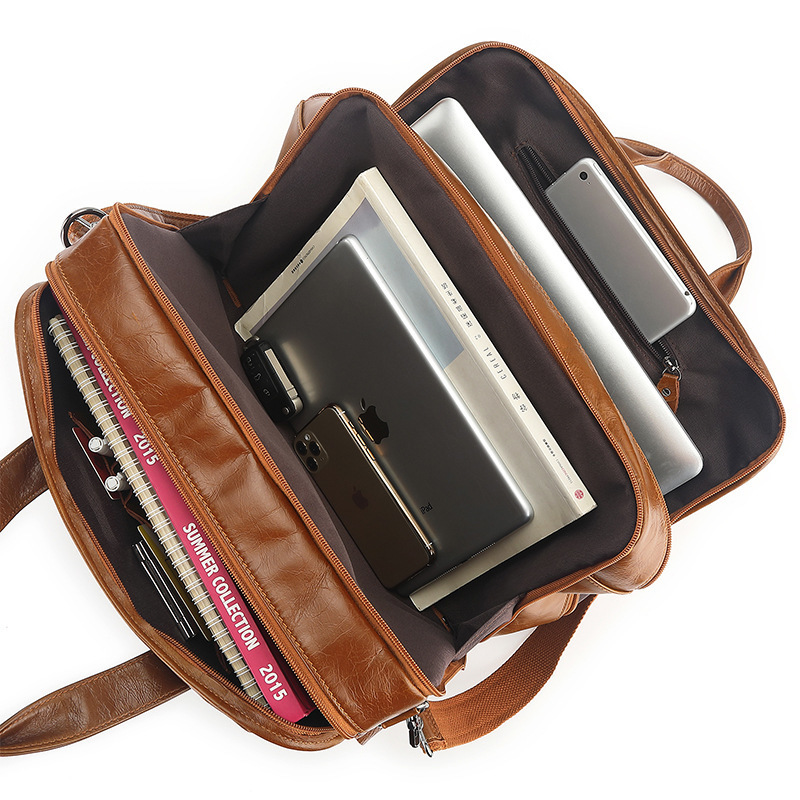Mens Business Travel Mens Messenger Bag Mens Handbag Mens Large A4 Office Leather Shoulder Bag Notebook Bag 240902