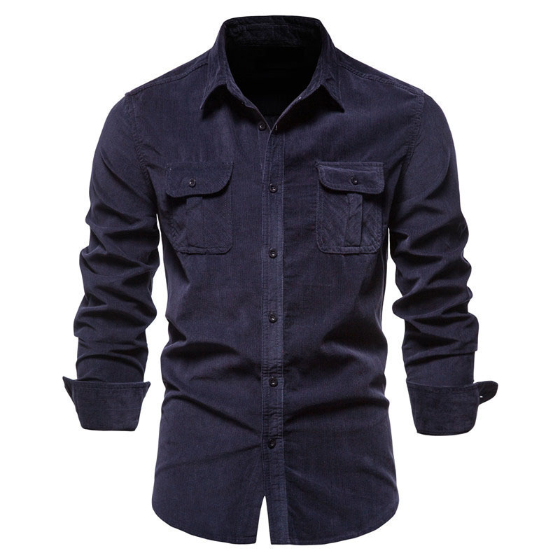 Autumn Mens Denim Shirt Cotton Elastic Casual Social Double Pockets Slim Jeans Shirts for Men 240827