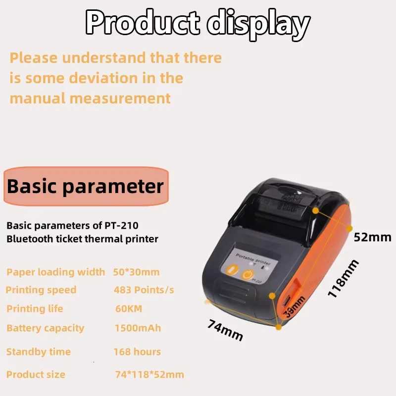 GOOJPRT 58mm Mini Portable Thermal Printer Ticket Bill Receipt POS Printer For Business For iOS/Android Mobile Phone H251127
