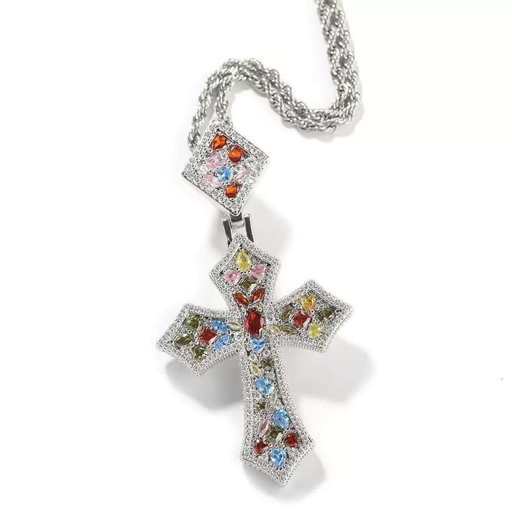 Fashion Jewelry gold-plated 925 Silver Mosaic Cross Pendant Custom Ice Out Hip Hop Diamond Charm pendant