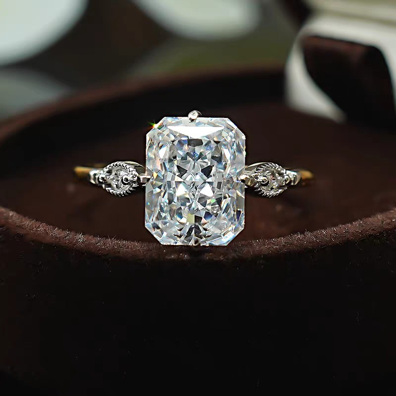 US Size 5-9 Stunning Ice Cut White Moissanite Diamond Luxury Jewelry Genuine 100% 925 Sterling Silver 18K Gold Party Women Wedding Engagement Band Rin