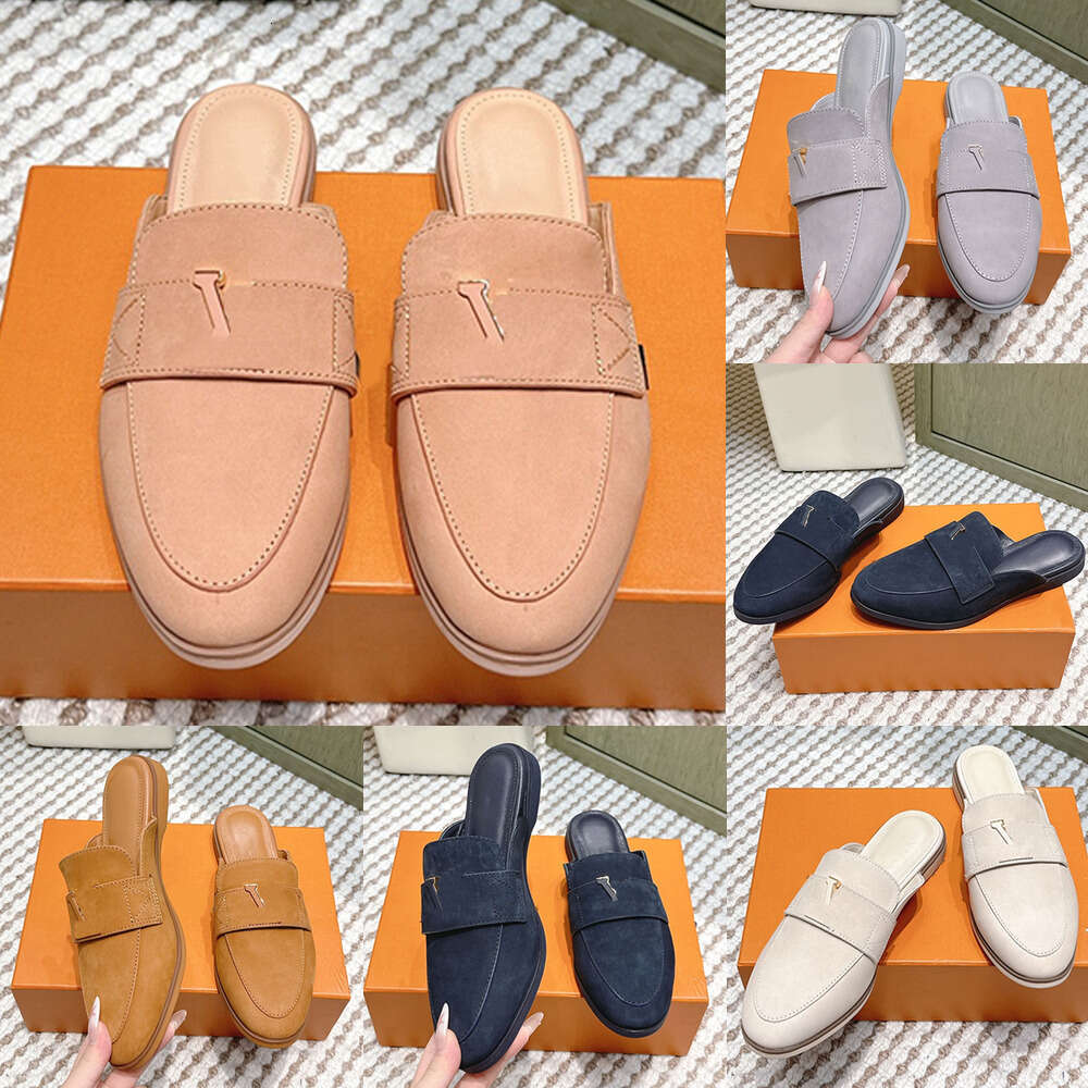 Designer shoe woman slide Rubber Outsole Outdoor Recreation fashion Women Flat shoes luxury slipper Mare Flex Open Back Loafer Ladies suede leather Casual Shoes