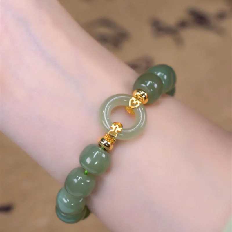 New Bohemian Vintage Beaded Natural Hetian Jade Elegant Retro Fashion Hand Ornaments Women Casual Jewelry Gift C251105