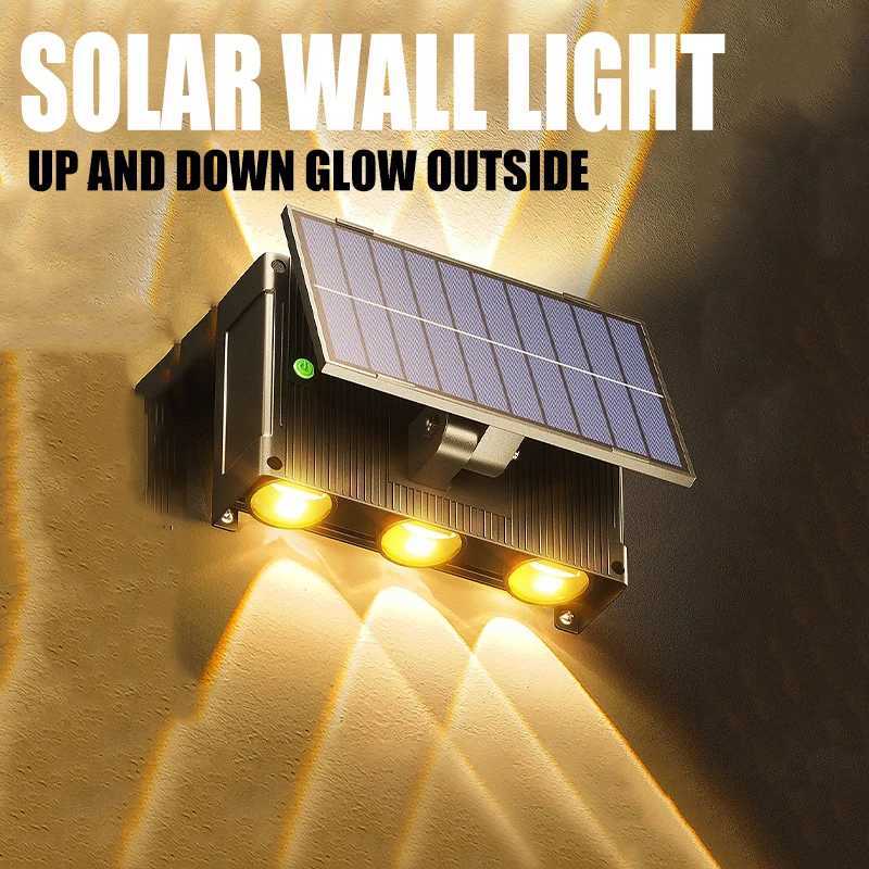 LED Solar Wall Lamp Outdoor Rainproof Water Garden Courtyard Intelligent Light Control Lamp Outdoor Lighting Wall Washing LampM251127