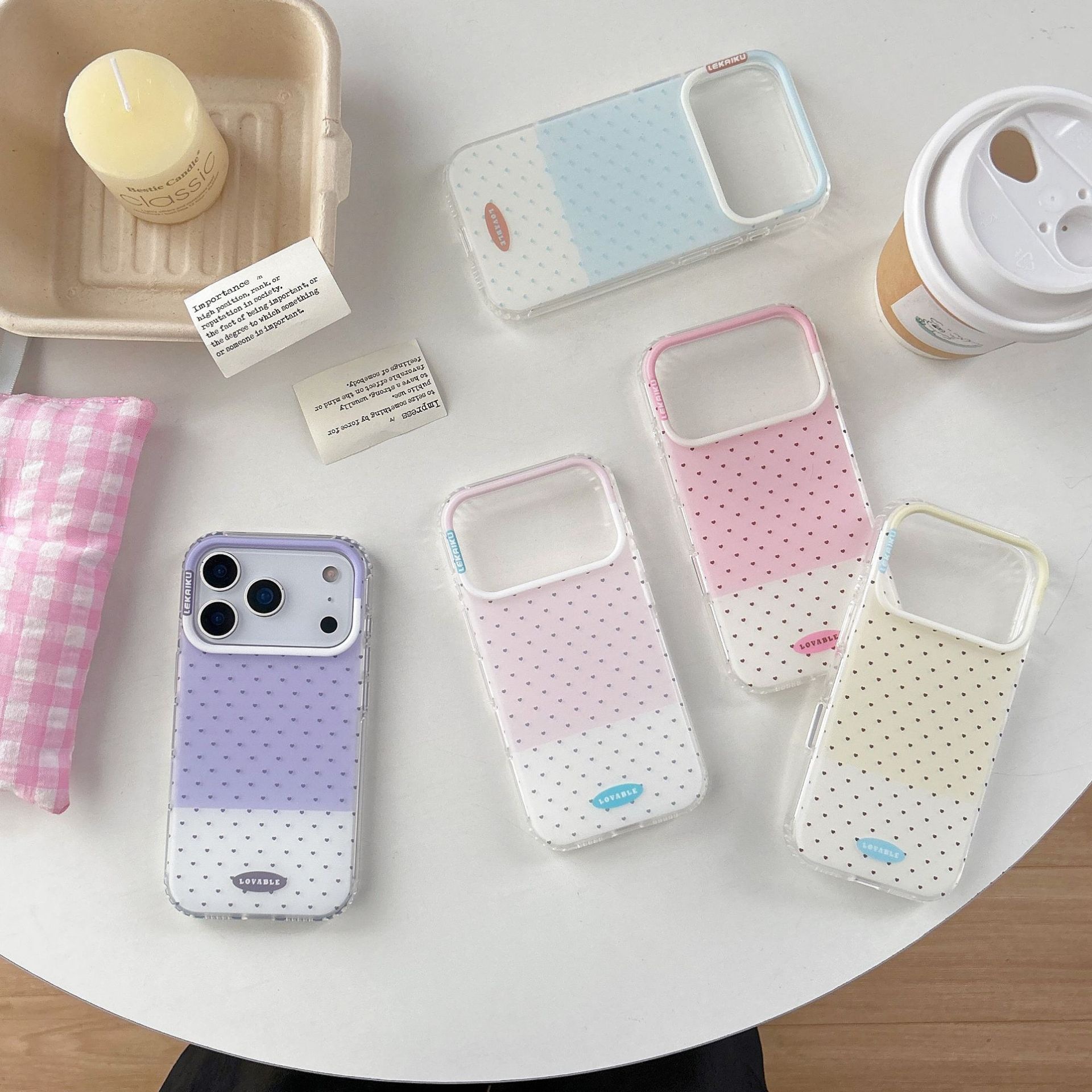 Dopamine Heart Polka Dot iPhone 17 Pro Max Phone Case Compatible Style with Simple Apple 16 Pro 15 Hard