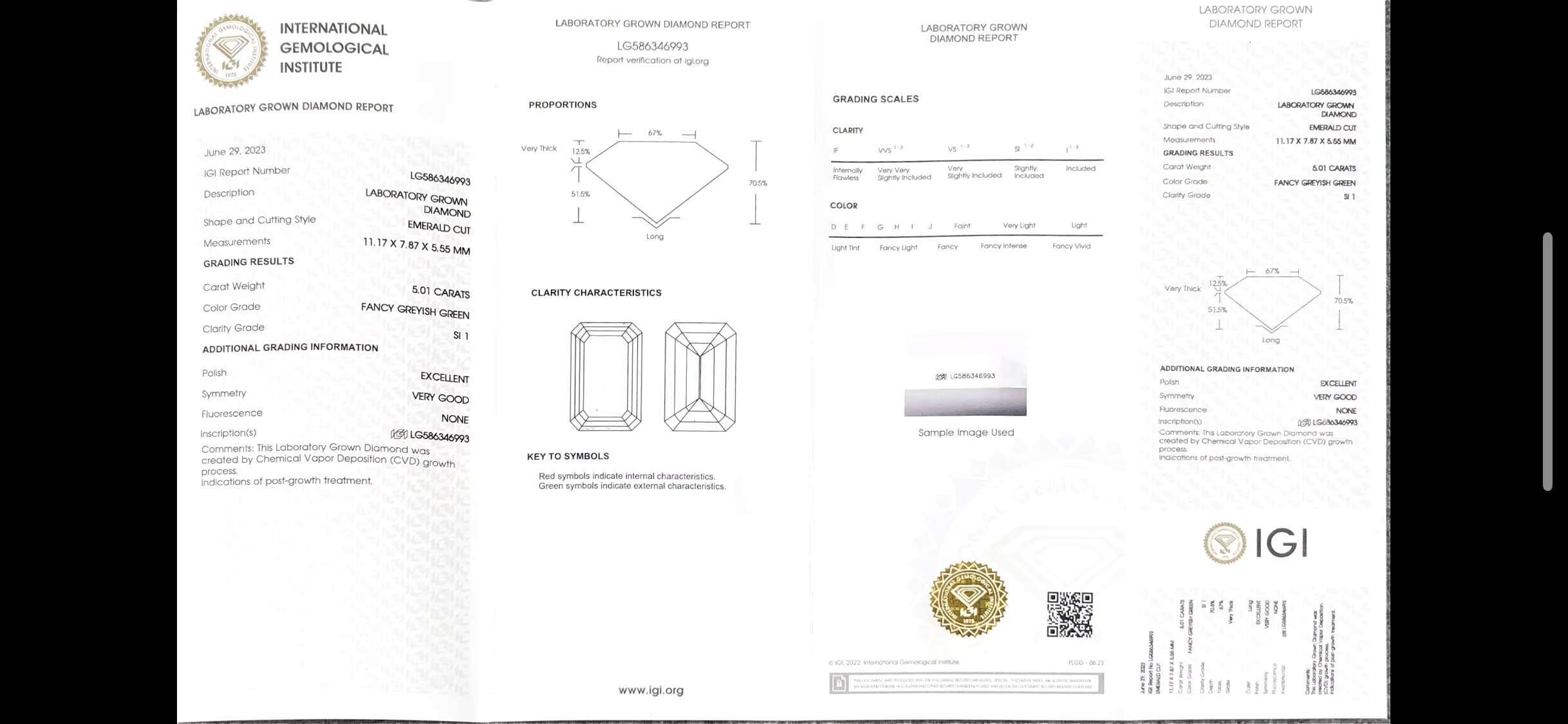 MiShang 5.01ct Emerald SI1 Loose Green Lab Grown Diamonds CVD Lab Created Green Diamond