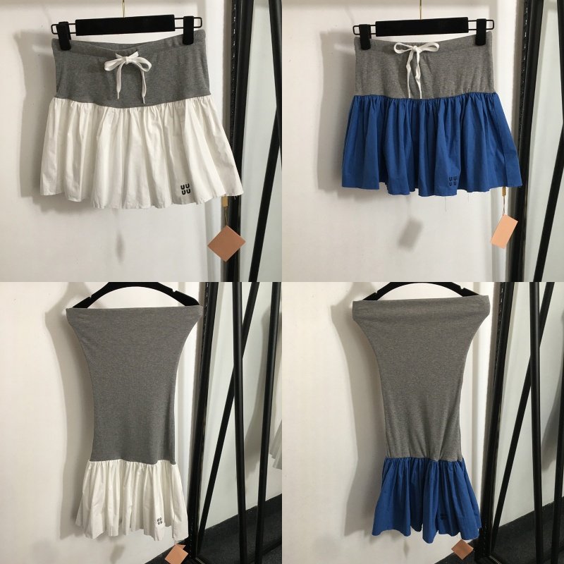 Designer Patchwork Short Pleated Skirt For Women Sexy Slash Neck Dresses Summer Holiday Slim Fit Dresses